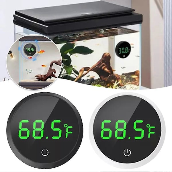 Digitalt termometer til akvarium, præcis temperatursensor, klæbemåleværktøj til akvarier White Centigrade