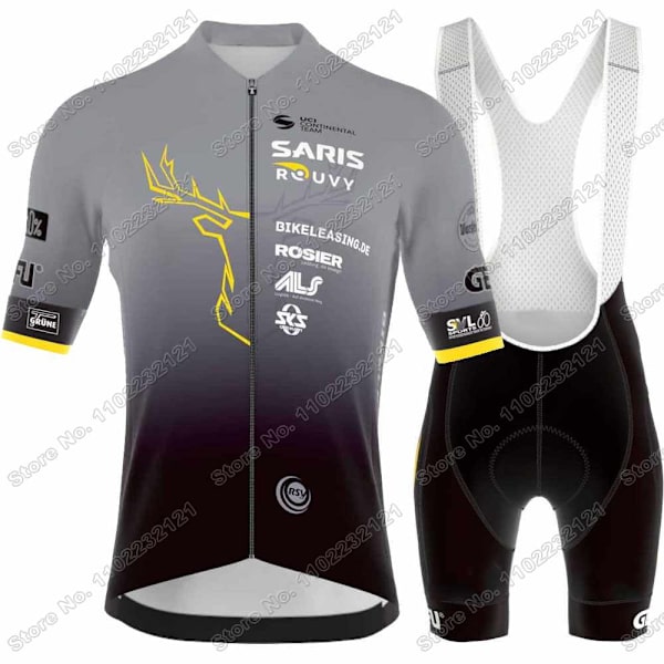2023 Pyöräilypaita Saris Rouvy Sauerland Team Set Miesten Pyöräilyvaatteet Maantiepyöräilypaita Puku Kesä Polkupyörä Bib Shortsit MTB Wear 1 M