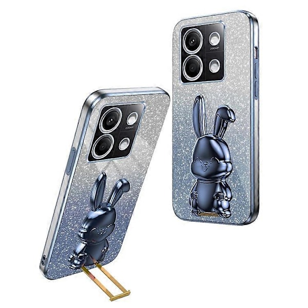Kompatibelt Skal för Xiaomi Redmi Note 13 4G, Sött Kanin Utfällbart Stöd PC+TPU Mobilskal Blue