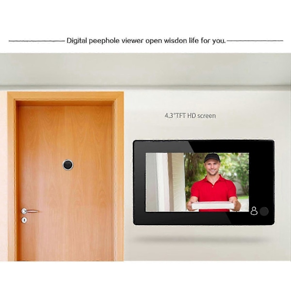 4,3 tums HD Dörrkikare 145 Graders Vidvinkel Digital Smart Dörrklocka TFT Färg Dörröga Hem Säkerhet