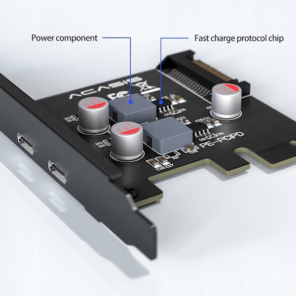 Type-C Riser Card PCI-E til Type-C Adapter PCI-Express Slot 1X til Hurtig Opladning
