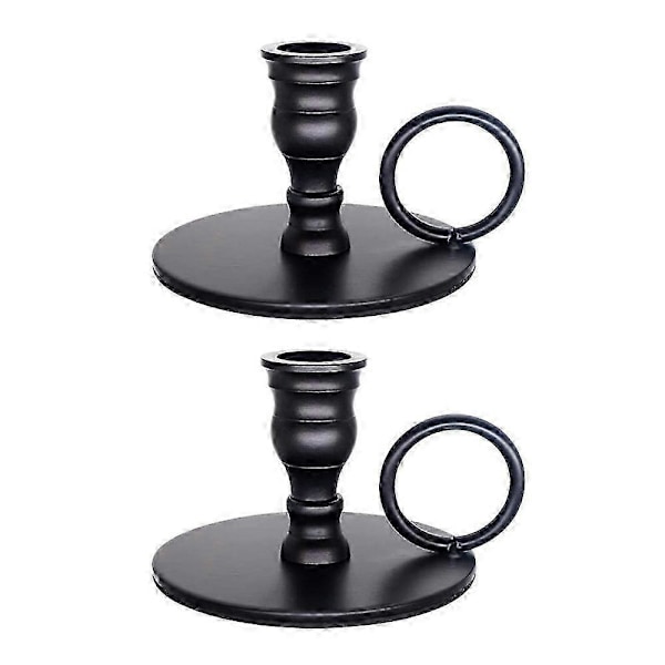2 stk. Bærbare Matte Svarte Lysestaker, Metall Lysestake, for Bryllup, Bursdag, Middag, Bar Par