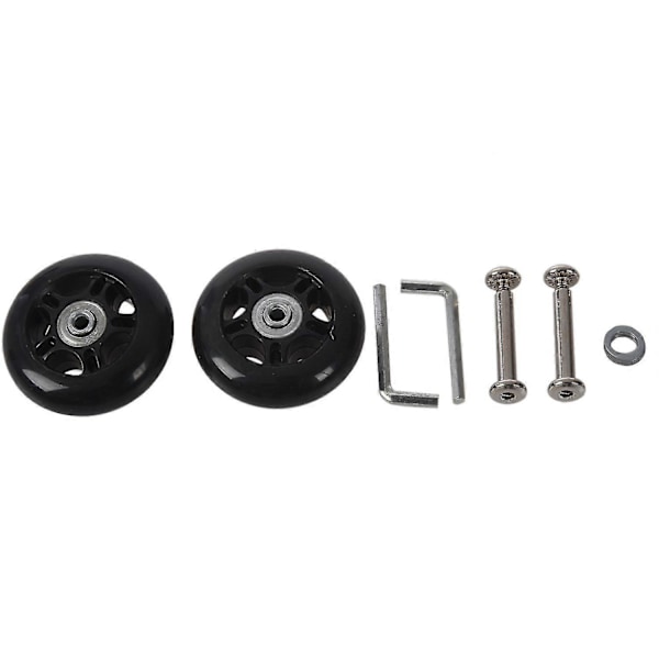 2-set 64x18mm Hjul för Resväska/Inline Utomhusskridskor Ersättningshjul Svart Y