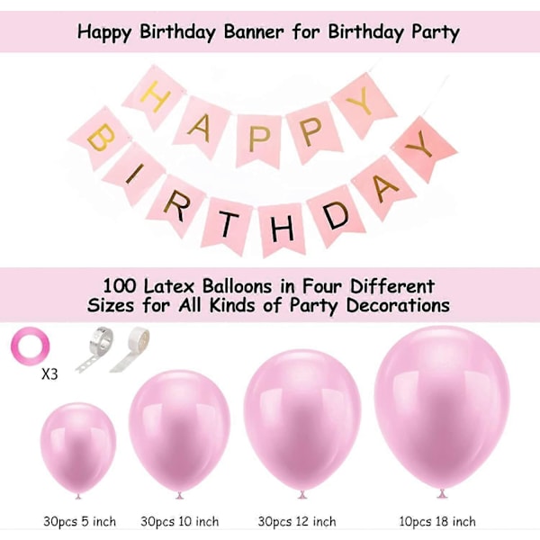 Pink Party Latex Balloner - 100 stk. 5/10/12/18 Tommer Balloner Helium Kvalitet Latex Balloner Som Fødselsdagsfest Balloner/Dimissions Balloner/Valentins D