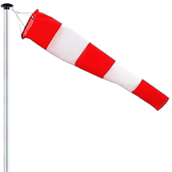 Vindsocka för utomhusbruk, Vindriktningsindikator i rött och vitt 150cm Upphängning Vridbar, Väderbeständig, Vindriktningsvisare
