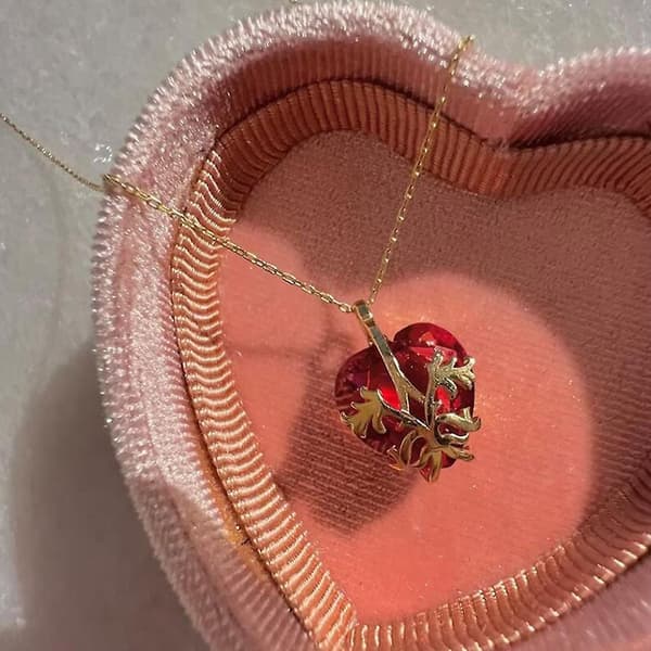 Mode Hjerte Krystal Vedhæng Halskæde Statement Smykker Valentinsdag Gave