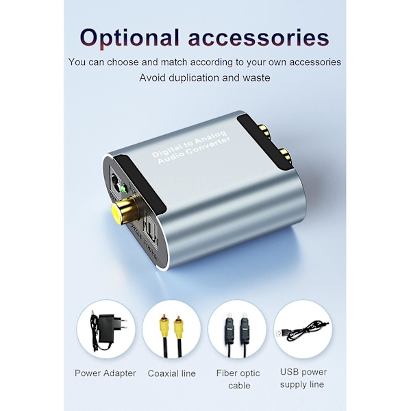 Audio Dekoder Konverter Koaksial Optisk Fiber Digital Lyd Til Analog 3.5 Jack L/r Rca Spdif Stereo
