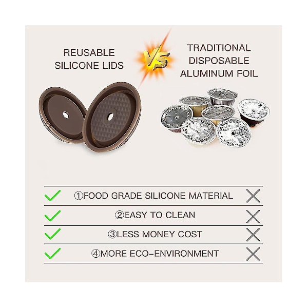 Påfyllningsbar Kaffekapsel För Vertuo 230 Ml Kaffepads Kaffemaskin, Med 2 St Återanvändbar Silikon