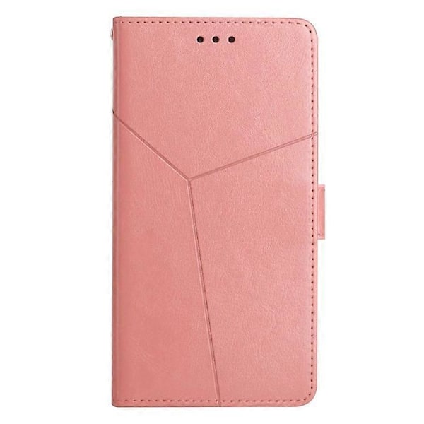 Kompatibelt för ZTE Blade L9 Anti-fingeravtryck Y-formade Linjer Präglat Handrem Magnetiskt PU Läder Ställ Telefonskal med Plånbok Pink