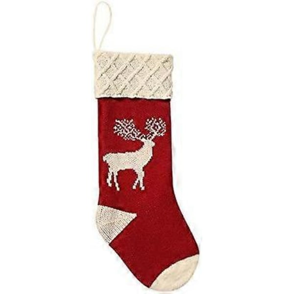 Julstrumpor, Stor Storlek 2-pack 46 cm Extra Lång Handstickad Röd/Grön Ren Snöflingor Julkaraktär för Familjehelgdekoration