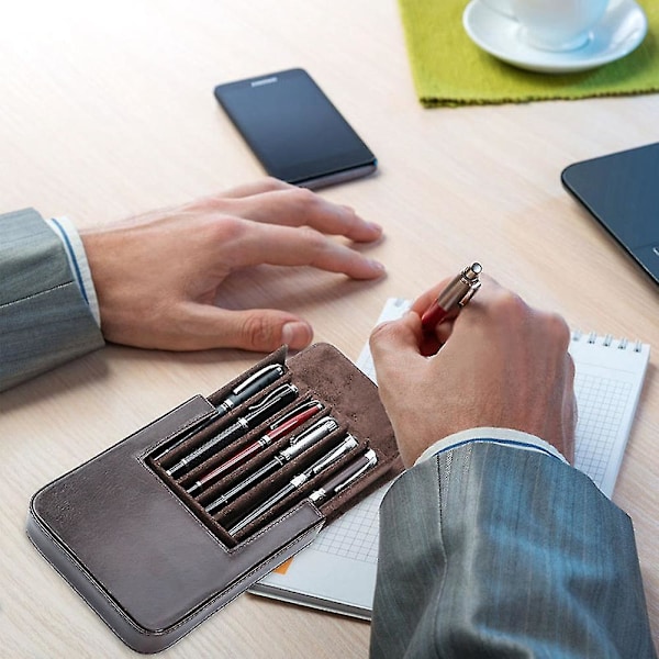 Penalhus Holder Håndlavet Fyldepenne Etui Læder Pen Pung Retro Pen Box Organizer Til Mænd Kvinder