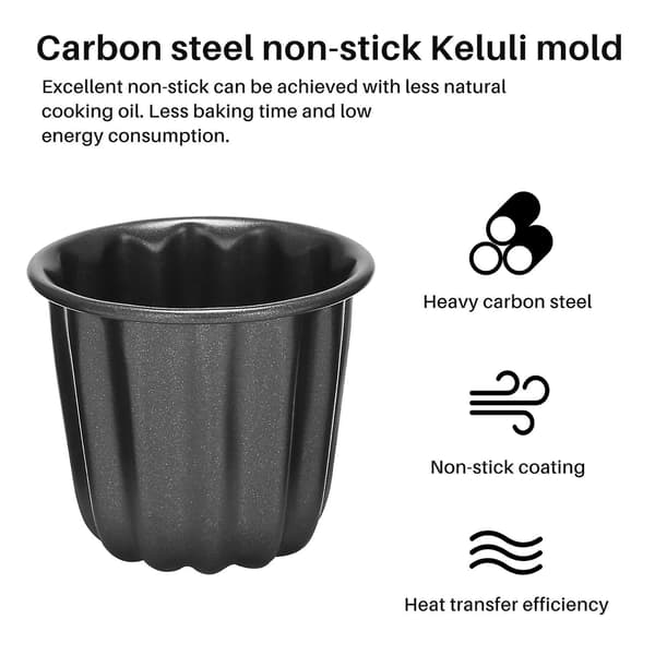 Caneléform, Canelé Muffinsform, 4 st Non-stick Caneléformar Gråsvarta Canelés