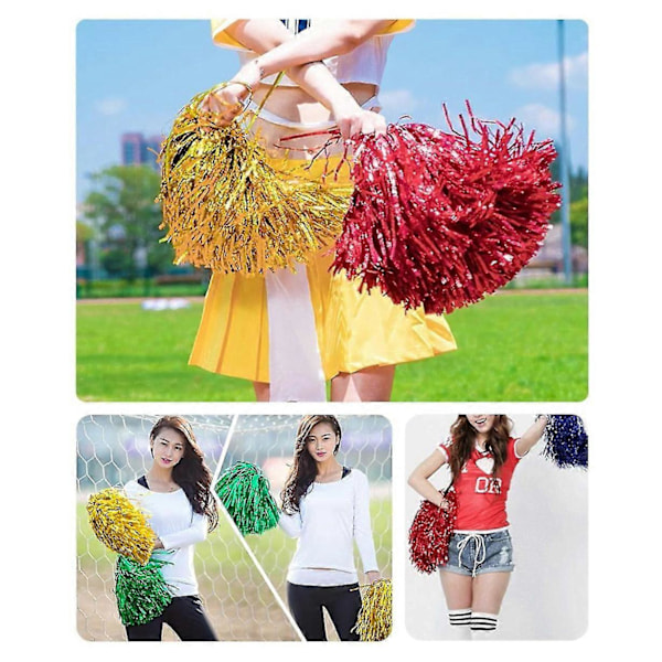 24 kpl Cheerleading Pom Pomit Metallifolio Cheer Pom Pomit Muovikahvalla Aikuisille Lapsille Cheerl b