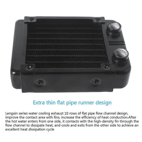 DIY Vattenkylningssystem Högdensitetsflänsar 8 Rader Aluminiumrör Radiator 90mm