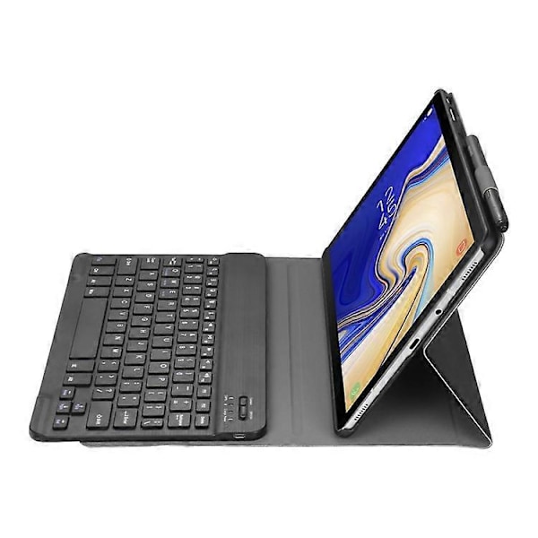 Aftageligt Bluetooth Tastatur PU Læder Beskyttelsescover Kompatibelt til Samsung Galaxy Tab A 10.5 (2018) T590 T595 Black
