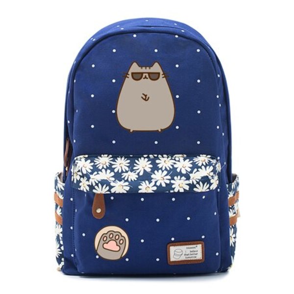 Fat cat mochila söt canvasväska kawaii ryggsäck ungdomsaxelväska style 5