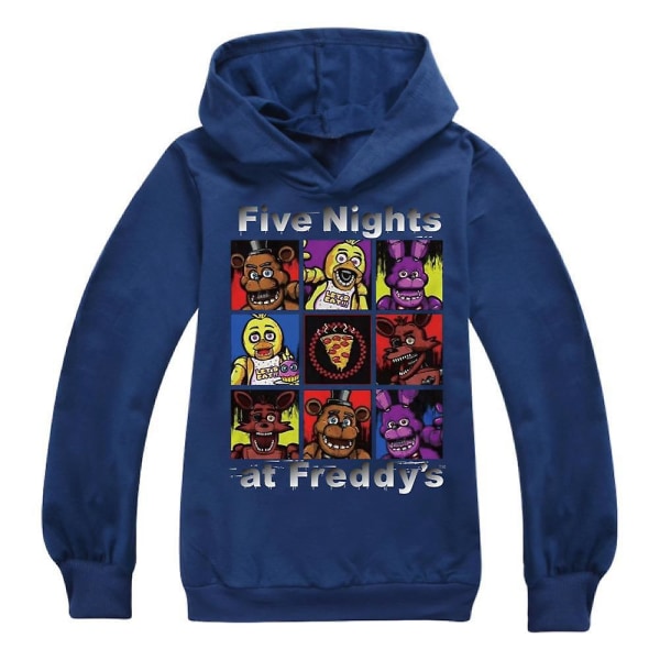 7-14 år Børn Teenagere Drenge Piger Five Night At Freddy's Fnaf Hættetrøjer med tryk Casual Sweatshirt Jumper Langærmet Hættetrøje Navy Blue 130