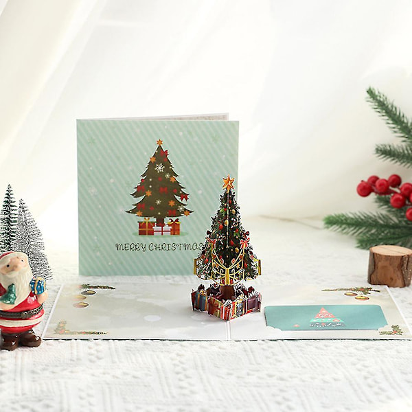 Pop-up Julekort med Juletre, 3D Pop-up Gratulasjonskort for Vinter, Jul, Høytider, Julegave, Alle Anledninger