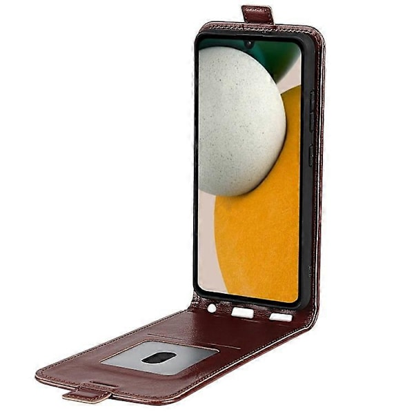 Yhteensopiva Samsung Galaxy A15 4G Korttipidike Puhelinkotelo Crazy Horse -kuvioinen Nahkakuori Brown