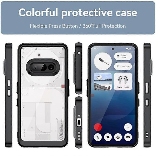Kompatibelt Skal för Nothing Phone (3a) TPU + Akryl Skyddande Transparent Mobilskal Black