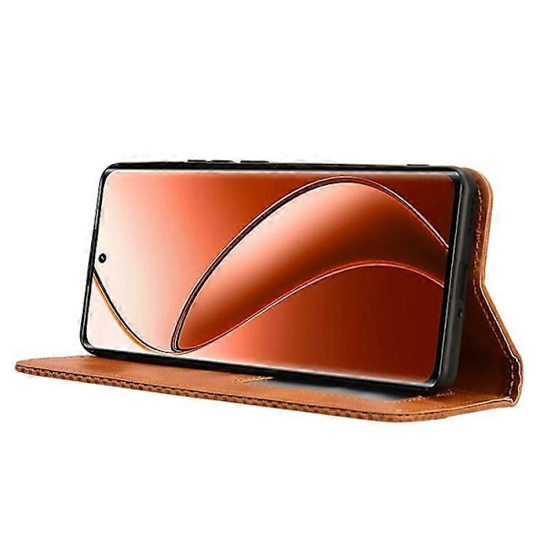Kompatibelt Skal för Realme 12 Pro 5G / 12 Pro+ 5G Stöttåligt TPU Skal Läder Retro Textur Telefonskydd Brown