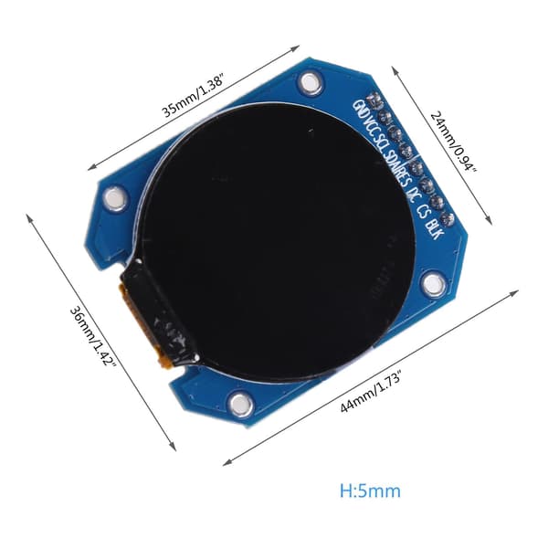 1.28'' LCD Display Modul, RGB IPS 240x240 GC9A01 Driver 4-Wire SPI Interface Adapterkort til Bærbar Displayenhed