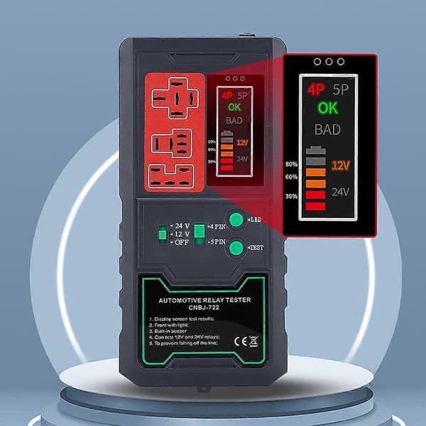 Relæ Tester Auto Bil Batteri Checker 4 Pin 5 Pin Universal LED Indikatorlys