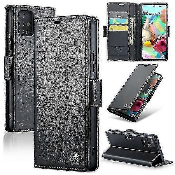CASEME 023-serien Kompatibel med Samsung Galaxy A71 4G SM-A715 PU-Lær Stativ Telefonveske RFID Lommebokdeksel