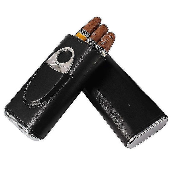 Tre Finger Cigar Kasse To Endestykker Hardware Bælte Cigar Saks Cigar Læder Etui Bærbar Cigar Kasse A