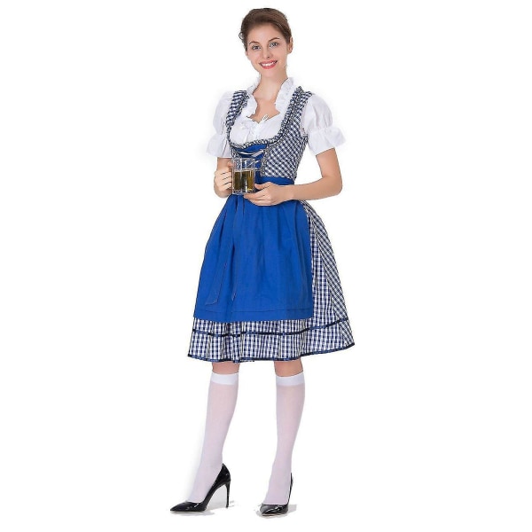 Snabb frakt Kvinnor Tyska Dirndl Klänning Kostymer För bayersk Oktoberfest Halloween Carnival Blue M