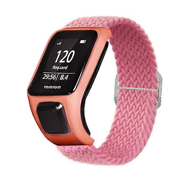 Kompatibel med TomTom Runner 2/Runner 3/Spark/Adventurer Elastisk Vævet Smart Watch Rem Justerbar Håndledsrem Pink