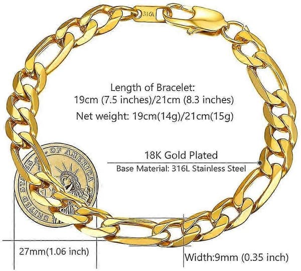 Herrearmbånd Skinnende Rustfri Stål Kædearmbånd Guld/sølv/sort 3+1 Led