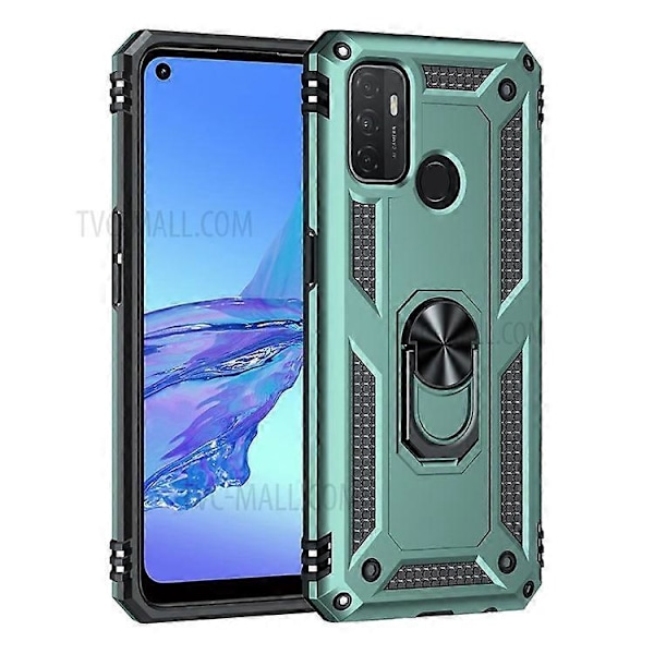 Kompatibelt Skal för Oppo A53 / A53s / A32 4G Mobilskal PC + TPU Hybrid med Ringstativ Green