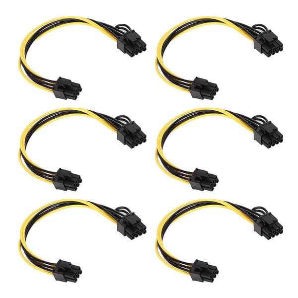 6 stk. GPU-strømkabler PCIE 6-ben til 8-ben han til han 20 cm strømforsyningstilbehør