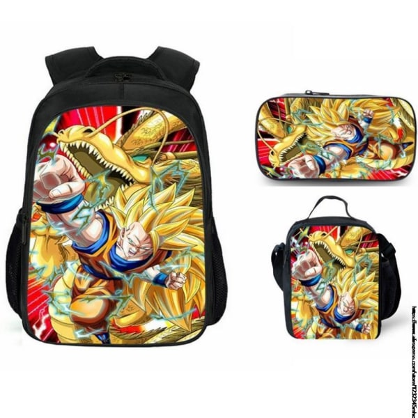 3 stk 16 tommer Dragon Ball Goku skoletaske til børn skoletaske Red 16inch double-deck