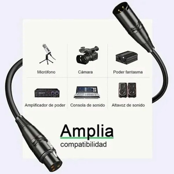 Han til Hun Lydkabel Sort 6 Meter PVC Kappe Fast Forbindelse XLR Mikrofonkabel til Musikinstrument