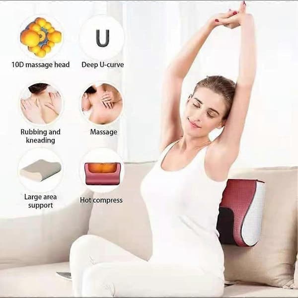 Massagekudde Multipurpose Elektronisk Nacke Axelmassage för Män Kvinnor Red EU plug
