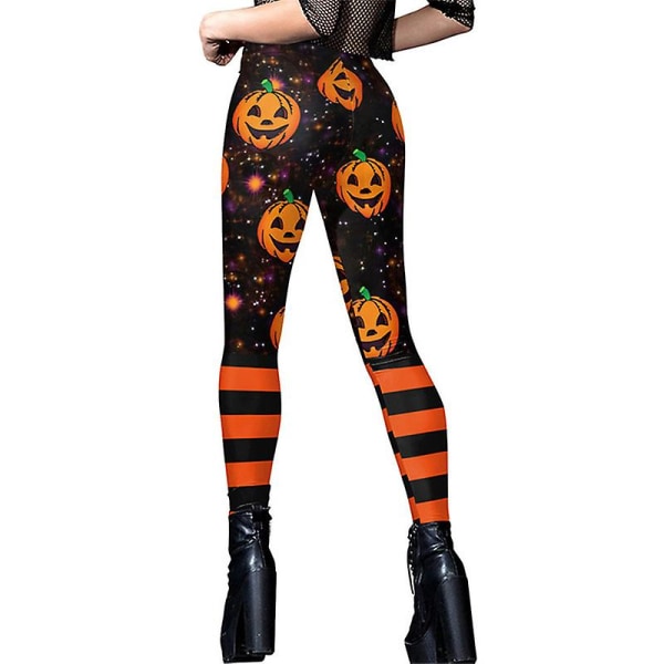Naisten Joogahousut Taskulla Korkea vyötärö Treeni Leggingsit Juoksuhousut Bottom Scrunch Leggingsit Halloween Print Pants COLOR 2 L
