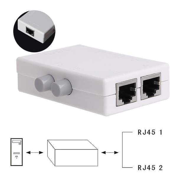 Mini 2 Port AB Manuel Netværksdelings Switch Box 2In1/1In2 RJ45 Netværk/Ethernet