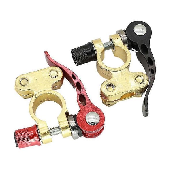 2x Batteri Messing Terminal Hurtigudløsning Justering Afbryd Forbindelsesclips