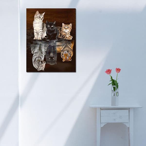 Refleksjon For Katt DIY 5d Full Drill Diamant Maleri Broderi For Korssting