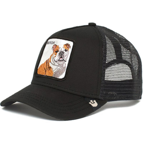 Kvinnor Män Unisex djurbroderi Mesh Cap Mode Justerbar Snapback Trucker Hatt Bulldog