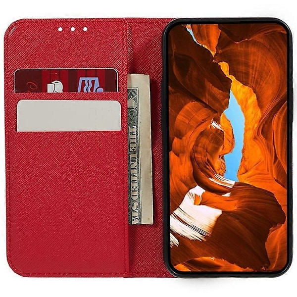 Kompatibelt Skal för Nothing Phone (3a) Fodral Korsstruktur Läder Telefonskydd Dold Magnetisk Red