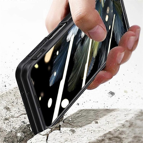 Kompatibelt Skal för Oppo Find N3 5G Hårt PC Ställ Telefonfodral med HD Härdat Glas Film Black
