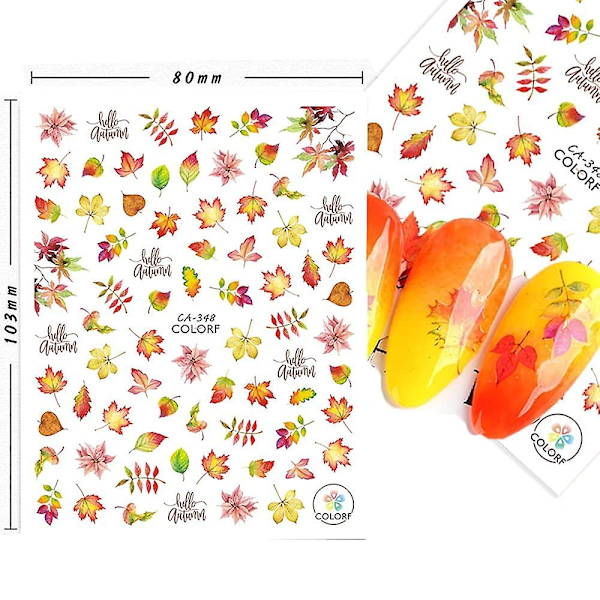 Høst Negleklistremerker For Neglekunst Lønneblad Negleklistremerker Dekaler Thanksgiving Neglekunstutstyr 9 stk Lønneblader Gresskar Solsikke Høst Neglekunst D