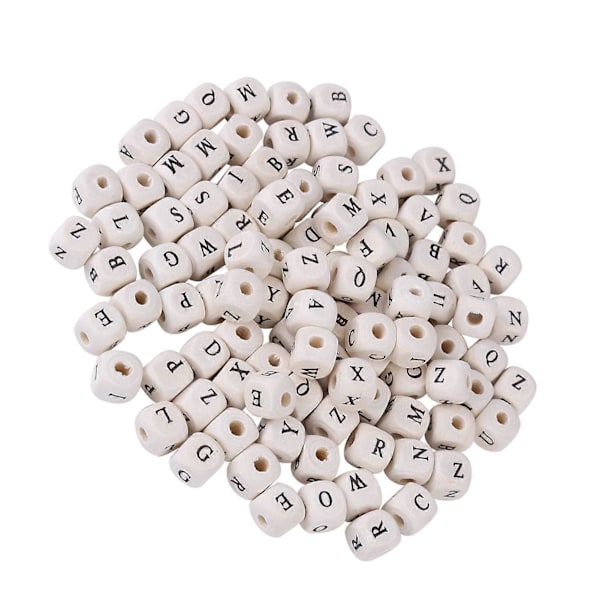 100 stk. Blandede Ahorn Firkantede Perler Bogstav Cube Løse Spacer Perler Til DIY Smykkefremstilling