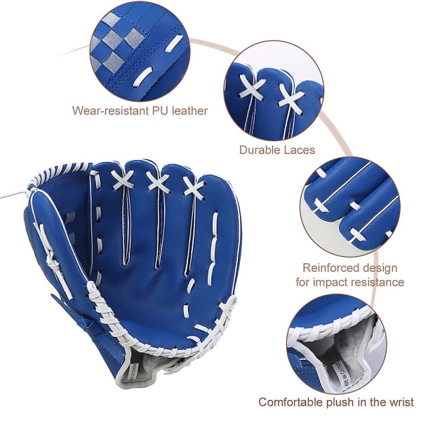 10,5/11,5/12,5 tum utomhussportbasebollhandske för barn Ungdom Vuxna vänsterhandsbasebollträningshandske Brown and Black 11.5 inch