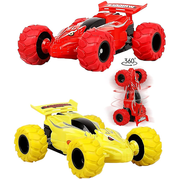 Dra Tillbaka Bilar, 2-pack Monster Leksaksbilar, Friktionsdrivna Tröghetsleksaksbilar Vridbart Huvud 360 Stunt Push And Go Fordon För 3 4 5 6 År Gamla Småbarn