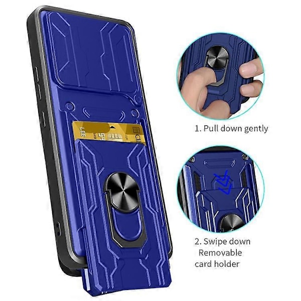 Kompatibel med TECNO Pova 6 4G / 6 Pro 5G Cover PC+TPU Støtteben Telefon Bagside Cover med Kamera Slider Azure