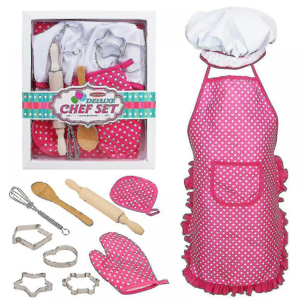 Snabbfrakt Set för barn Roligt matlagningsspel för barn Flickor Set -11-delat rosa
